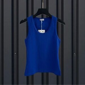 Burberry Blue Fitted Ribbed Tank Top